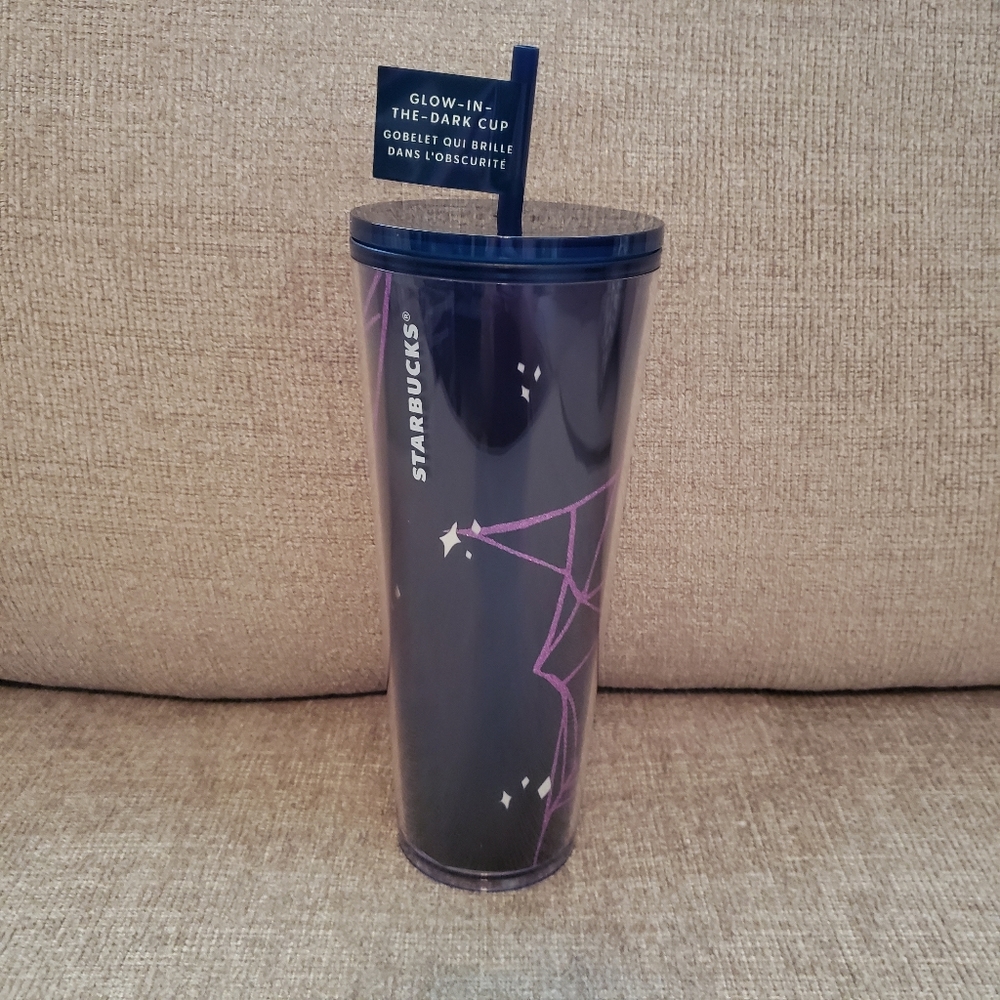 Starbucks Black Cat Moon Spider Web Glow in the Dark Halloween Tumbler 24oz NEW - Picture 3 of 4